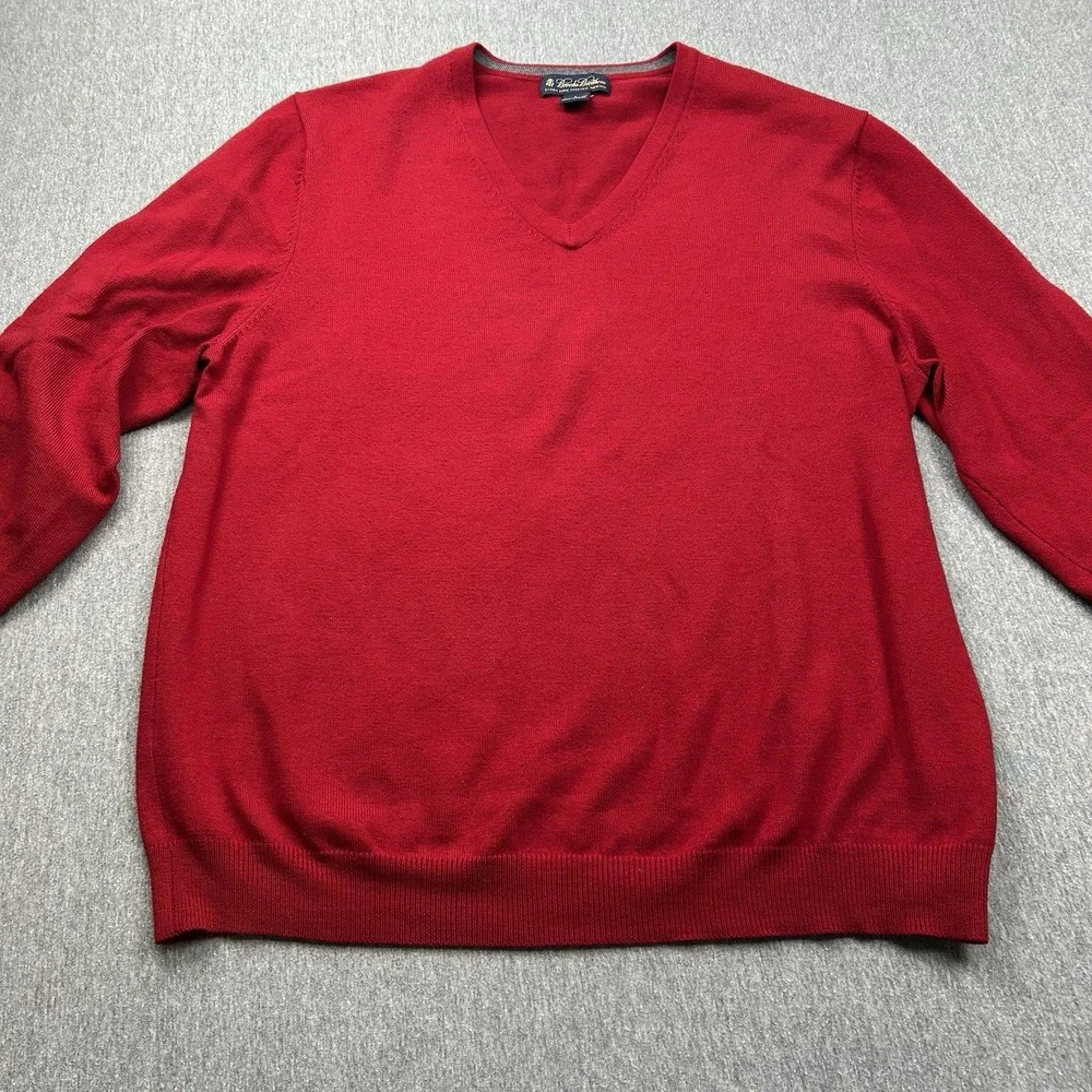 Brooks Brothers‎ Merino Wool Blend Mens Large Red VNeck Sweater Long Sleeve